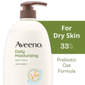 Aveeno Daily Moisturizing Body Wash, Prebiotic Oat Shower Gel, Lightly Scented, 33 oz