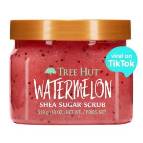 Tree Hut Watermelon Shea Sugar Exfoliating and Hydrating Body Scrub, 18 oz