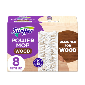 Swiffer PowerMop Wood Mopping Pad Refills for Floor Cleaning, 8 count