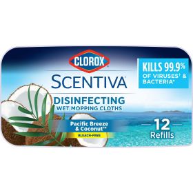 Clorox Scentiva Disinfecting Wet Mop Pads, Pacific Breeze and Coconut,12 Count