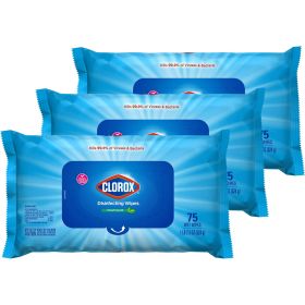 Clorox Disinfecting Wipes, Fresh Scent, 75 Count, 3 Pack