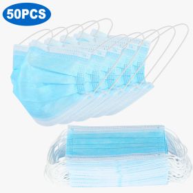 50Pcs 3-Layers Disposable Face Masks Elastic Earloop 95% Melt-Blown Filter Sanitary Face Mask