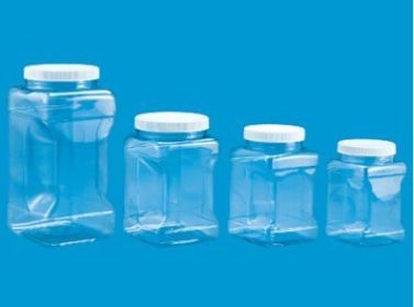 Clear Food Grade PET Plastic Grip Storage 5-Jar Assorted Variety Set w/ Caps 48 oz
