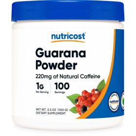 Nutricost Guarana Powder 100 Servings, 1 Gram per Serving, Non-GMO and Gluten Free Supplement
