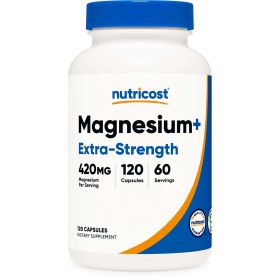 Nutricost Magnesium+ Extra Strength 420mg, 120 Capsules - 60 Servings. Magnesium Glycinate, Oxide - Non-GMO, Gluten Free, Vegan Friendly