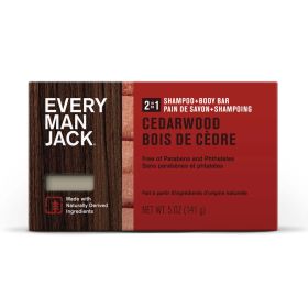 Every Man Jack Cedarwood Mens 2-in-1 Bar Soap - Wash and Shampoo for All Skin and Hair Type - 5oz