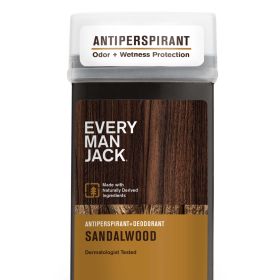 Every Man Jack Sandalwood Mens Antiperspirant Deodorant - Long Lasting Odor & Sweat Protection - 2.6oz