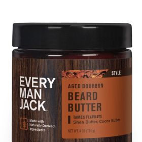 Every Man Jack Aged Bourbon Hydrating Beard Butter for Men, Naturally Derived, 4 oz