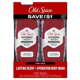 Old Spice Men's Body Wash Moisturizing Hydro Wash Smoother Swagger, 16 fl oz, Pack of 2