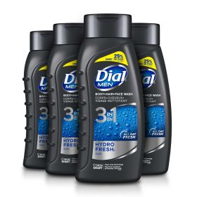 Dial Men Hair + Body Wash, Hydro Fresh, 20 fl oz (Pack of 4)