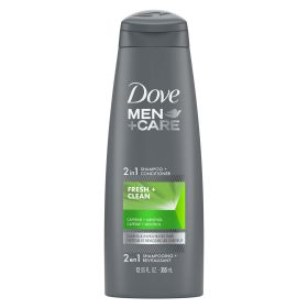 Dove Men+Care Fresh Clean 2-in-1 Shampoo and Conditioner with Caffeine and Menthol, 12 fl oz