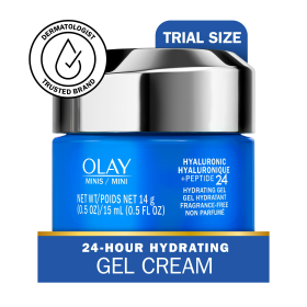 Olay Hyaluronic + Peptide 24 Hydrating Gel, All Skin Types, Trial Size, 0.5 oz
