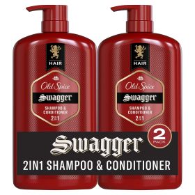 Old Spice Men's 2 in 1 Shampoo Conditioner, All Hair Types, Swagger, 29 fl oz, 2 Pack