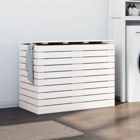 Laundry Basket White 34.8"x17.3"x26" Solid Wood Pine