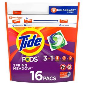 Tide PODS Liquid Laundry Detergent Pacs;  Spring Meadow 16 Count