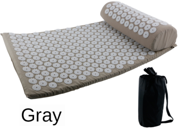 Yoga Massage Mat Acupressure Relieve Stress Back Cushion Massage Yoga Mat Back Pain Relief Needle Pad With Pillow (Ships From: China, Color: Grey)