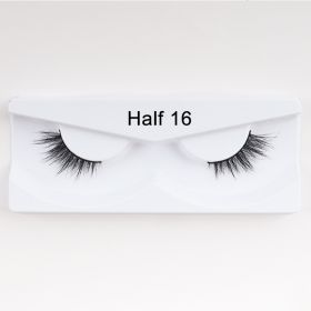 1Pair Mink Half Lashes Soft Thick Eye End Lengthening Faux Eyelashes Natural Long Handmade Eyelash Cross Curl 3D Lash For Makeup (Color: 16)