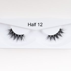 1Pair Mink Half Lashes Soft Thick Eye End Lengthening Faux Eyelashes Natural Long Handmade Eyelash Cross Curl 3D Lash For Makeup (Color: 12)