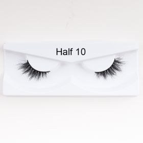 1Pair Mink Half Lashes Soft Thick Eye End Lengthening Faux Eyelashes Natural Long Handmade Eyelash Cross Curl 3D Lash For Makeup (Color: 10)