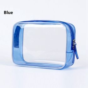 1pc Transparent PVC Bags; Clear Travel Organizer Makeup Bag Beautician Cosmetic & Beauty Case Toiletry Bag; Wash Bags (Color: Blue)