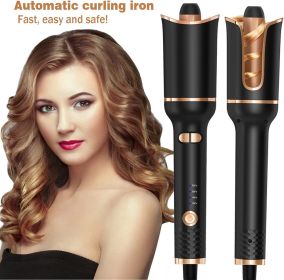 Automatic Hair Curler Ceramic Curling Irons Wand Rotating Curling Wand Electric Hair Waver Styling Tools Auto Hair Crimper (Color: Black)