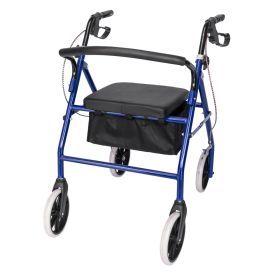 Four Wheel Walker Rollator with Fold Up Removable Back Support YF (Color: Blue)
