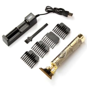 USB Electric Hair Clippers Rechargeable Shaver Beard Trimmer Professional Men Hair Cutting Machine Beard Barber Hair Cut (Color: Gold Buddha)