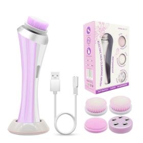 Multifunctional Facial Cleaner Electric Massage Instrument Charging (size: GBL 737 Purple-USB)