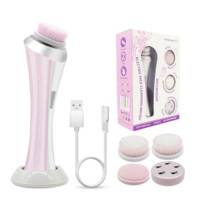 Multifunctional Facial Cleaner Electric Massage Instrument Charging (size: GBL 737 Pink-USB)