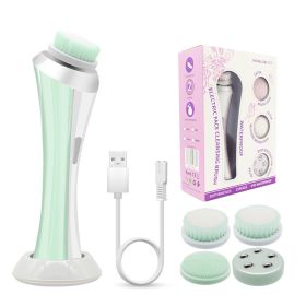 Multifunctional Facial Cleaner Electric Massage Instrument Charging (size: GBL 737 Green-USB)